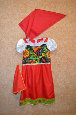 Детский костюм для танцев Матрешка Хохлома (девочка, 6-7 лет)